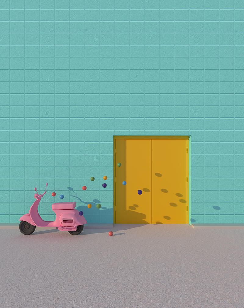 3D curbside escape pastel surreal
