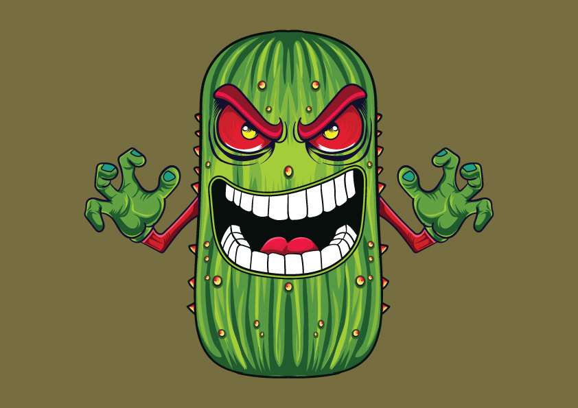 cartoon ILLUSTRATION  pickle fresh healthy cucumber green