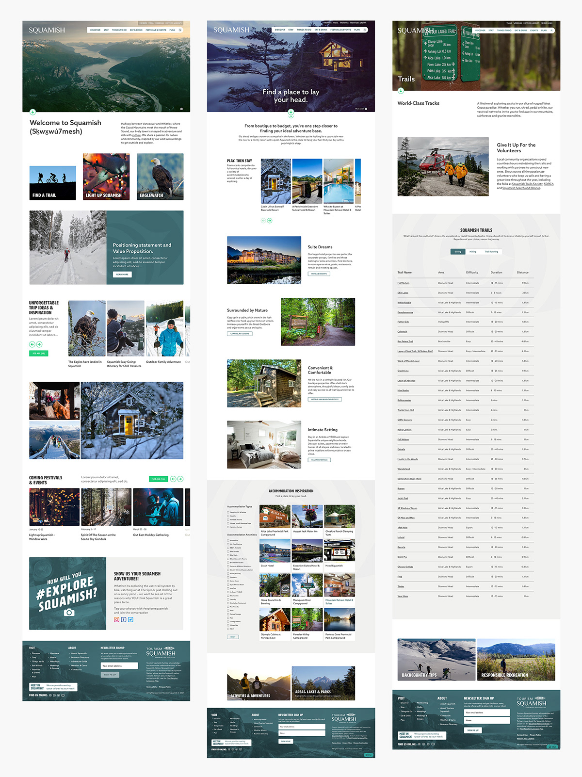 tourism website design outdoors art direction  interactive design Squamish
