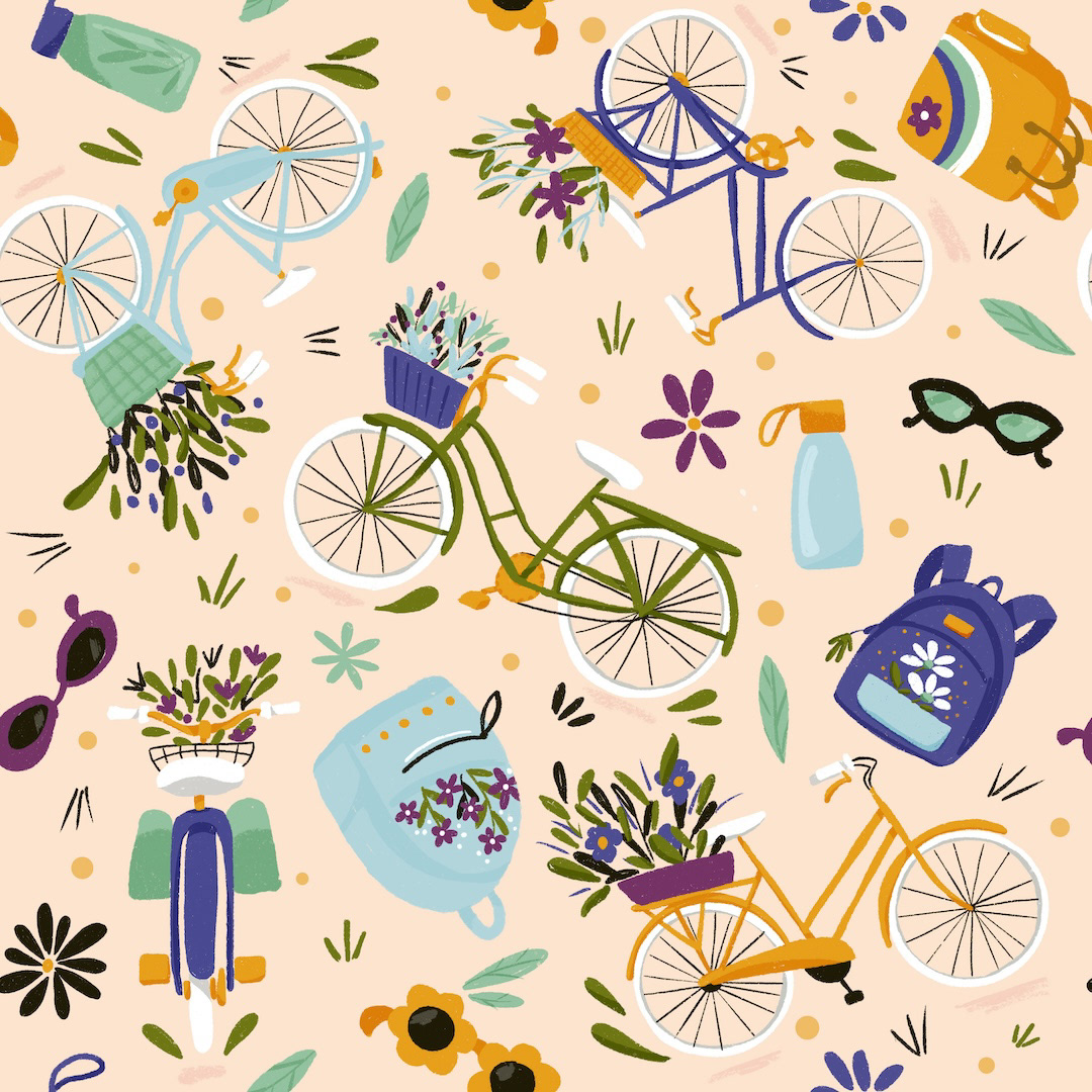 Bike girl pattern Sunglasses Outdoor Flowers Water Bottle summer surface desing backpack