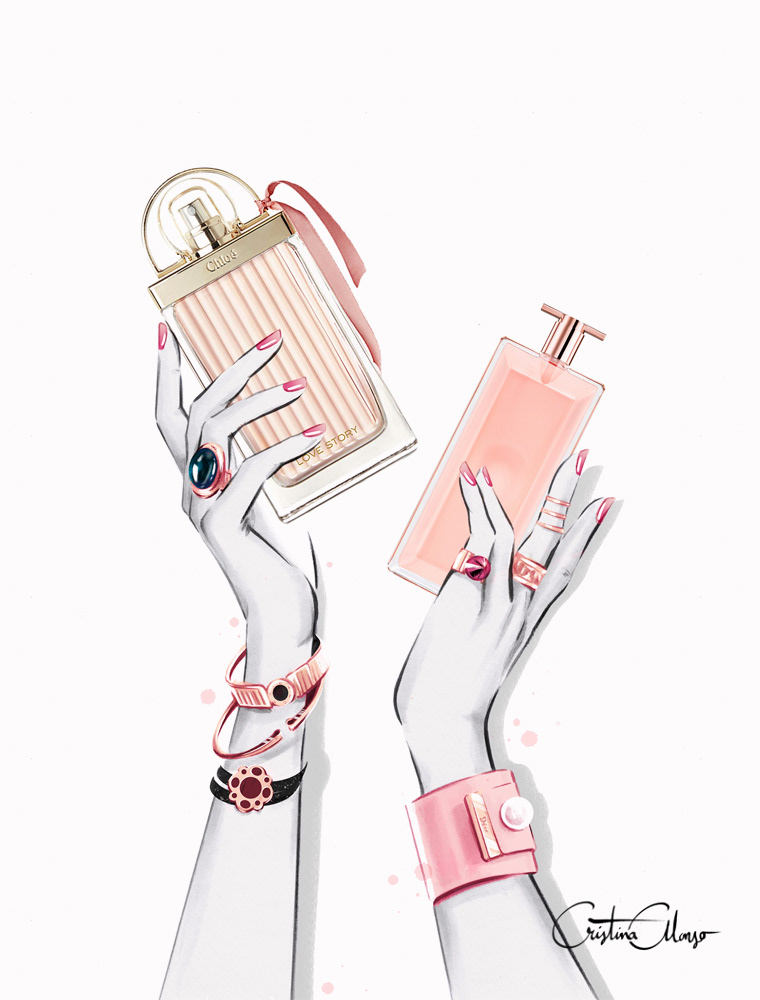 fashion illustration editorial fashion editorial luxury perfume makeup lingerie beauty magazine watercolor