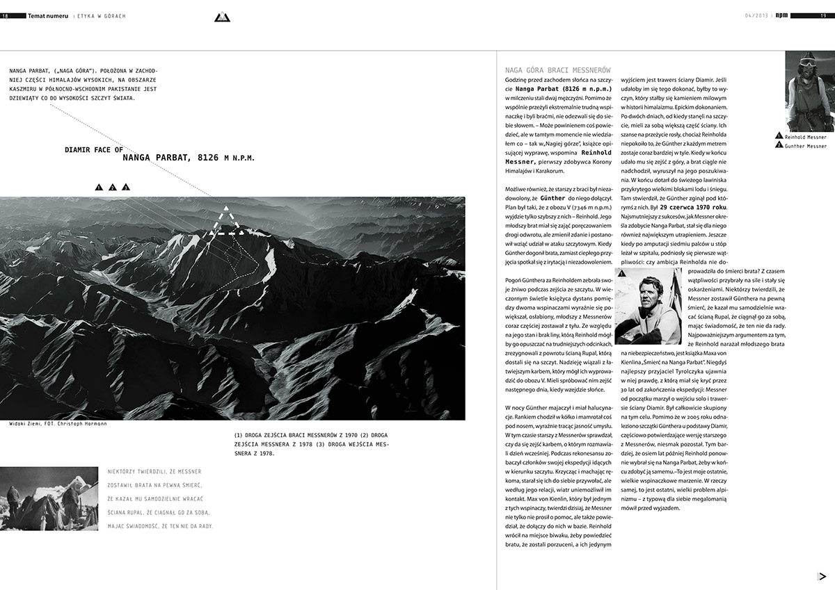 redesign  czasopismo  gory  n.p.m.  magazyn turystyka projektowanie