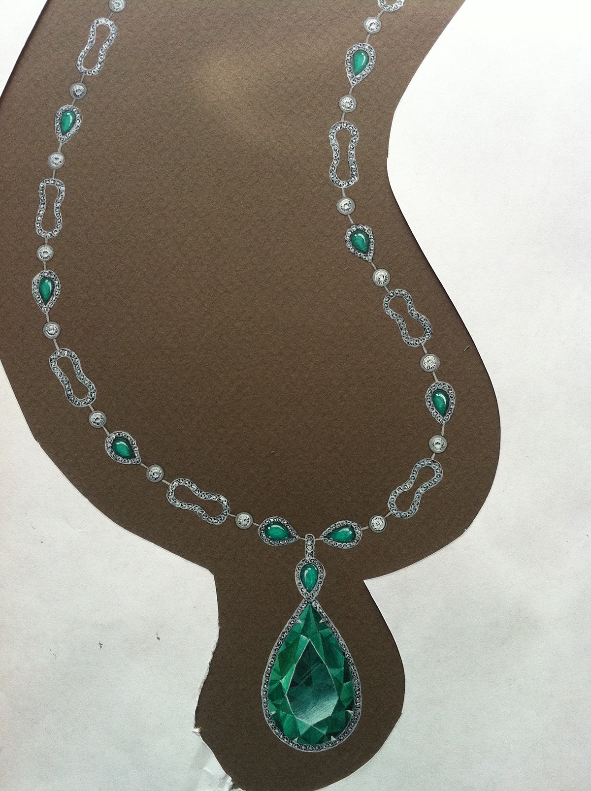 Necklace  emerald jewelry design Illustation