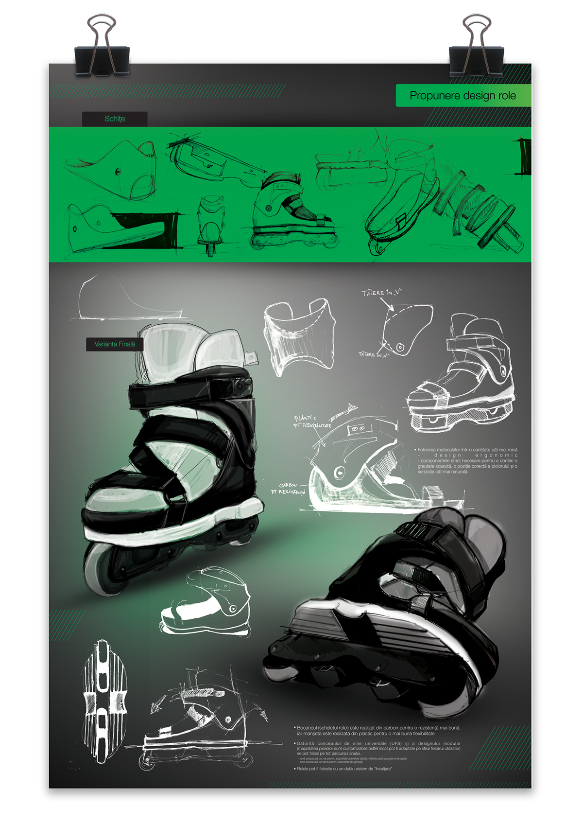 rollerblades Aggressive prototype soulplate sketches design product in-line skate skates