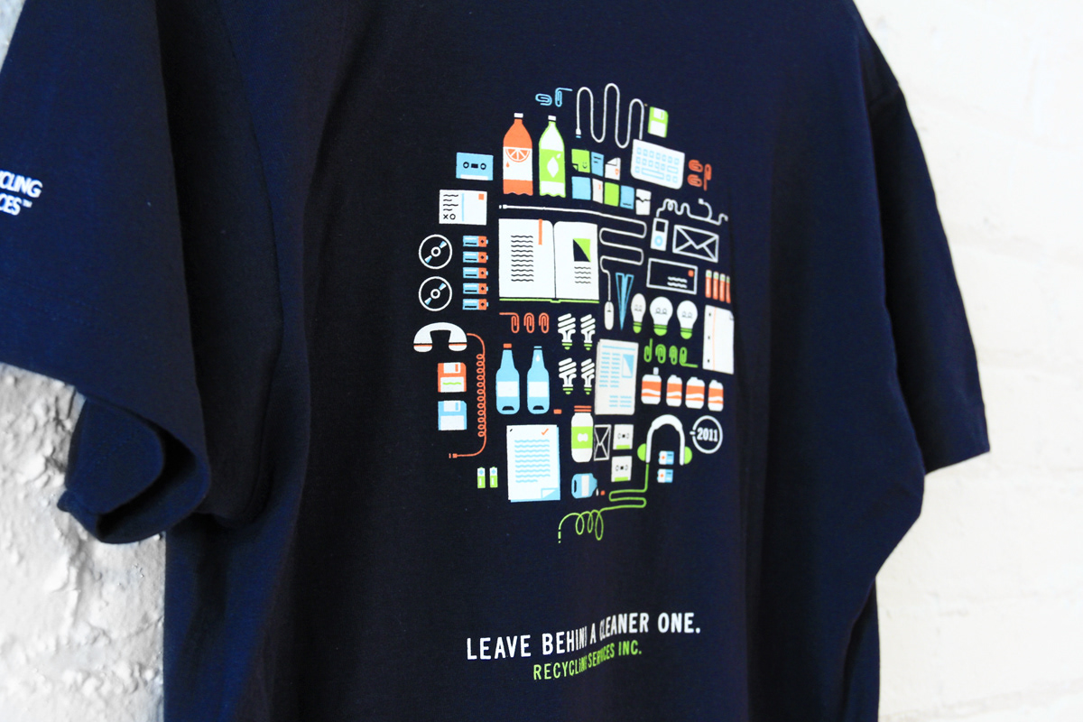 Sustainability tshirt recycle icons design apparel world Electronics environment