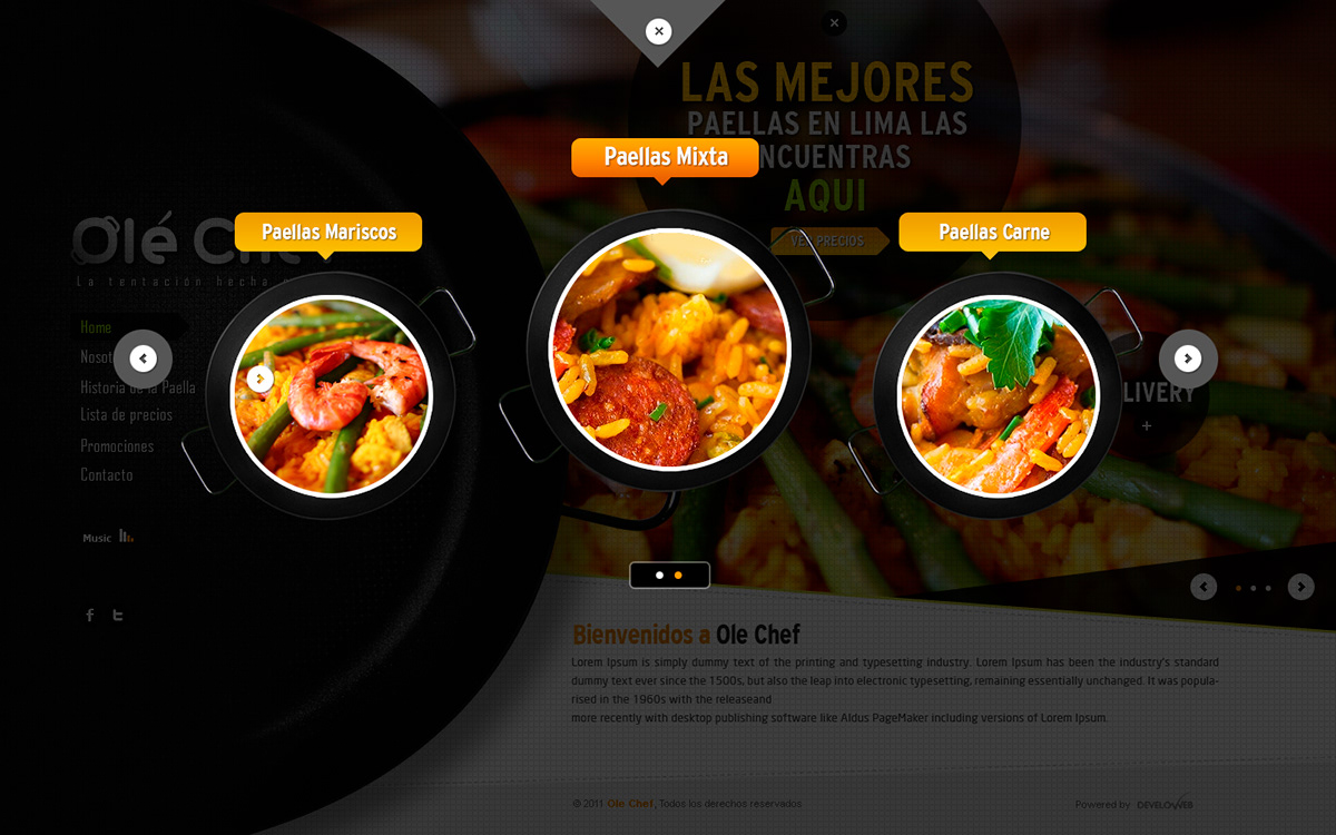 Paellas Delivery Food web design creative