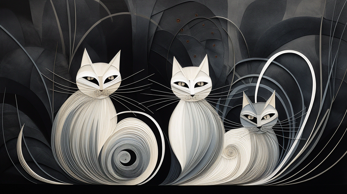 ILLUSTRATION  Digital Art  midjourney ai generative cats quilling emotion pets humor