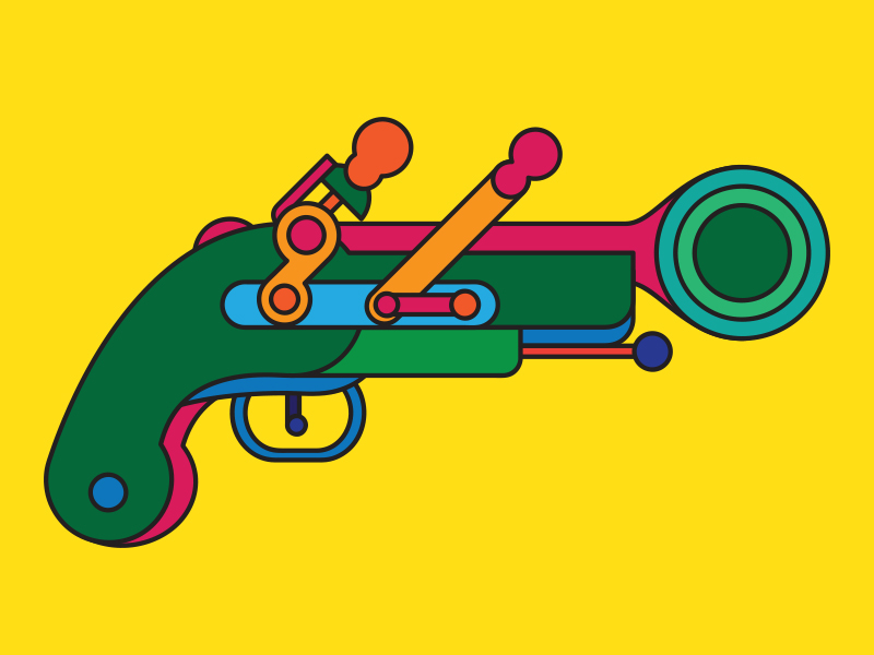 personal object vector Gun pistol Blunderbuss vivid colour color