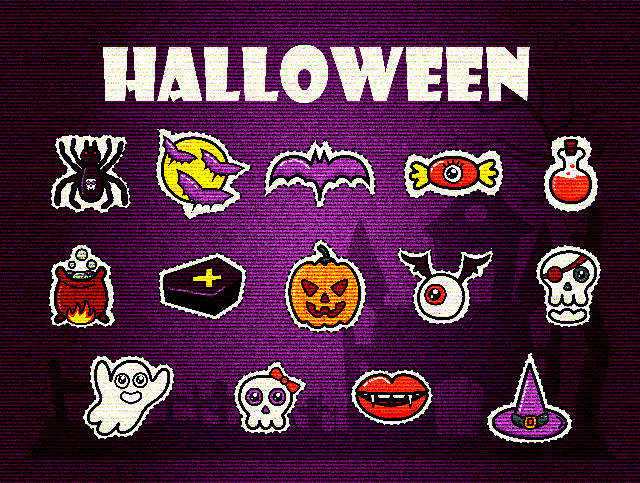 creature fantasy ghost Halloween monster pumpkin stickers Наклейки стикеры хеллоуин