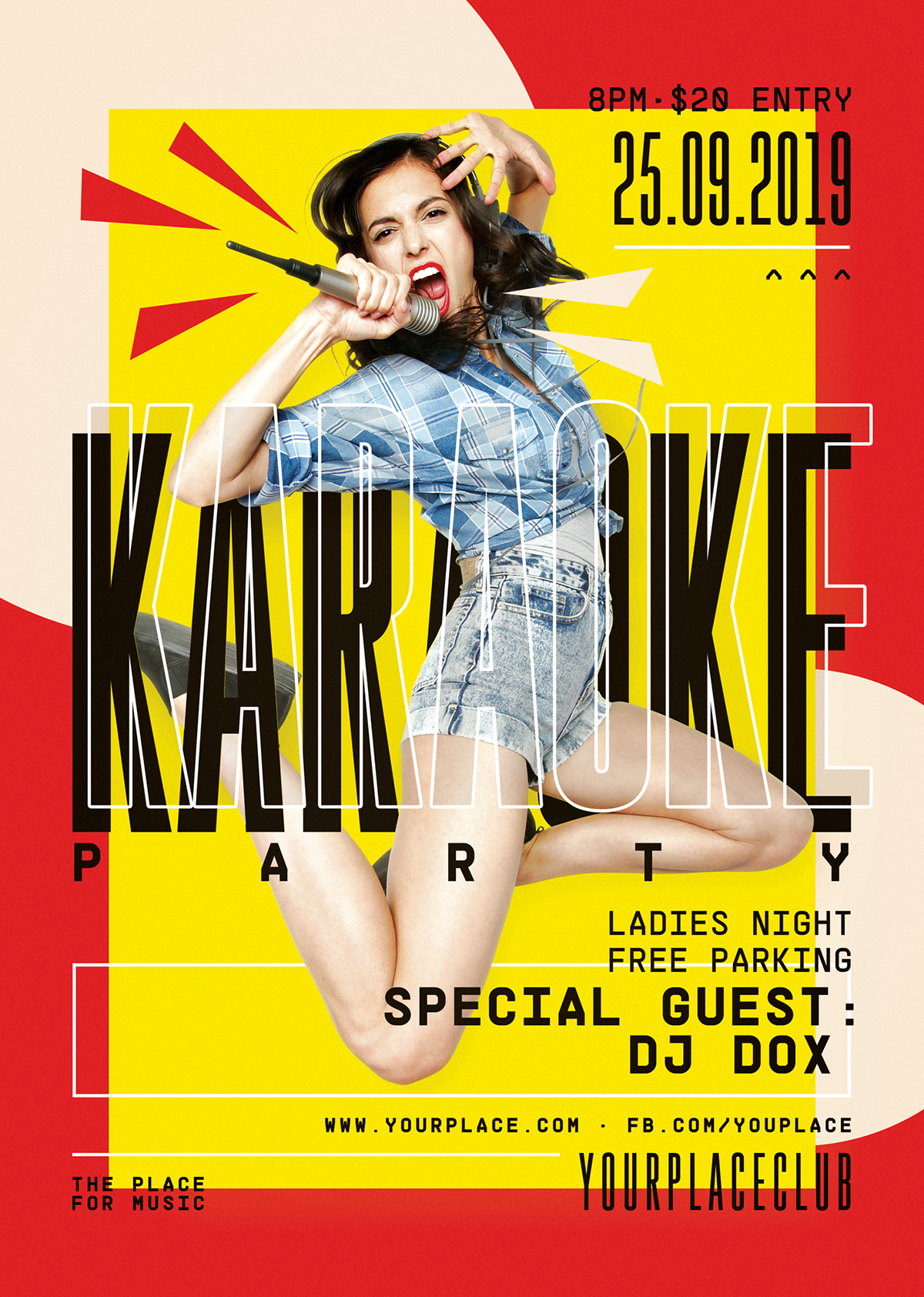 karaoke party Singing flyer poster a4 template psd modern Colourful 