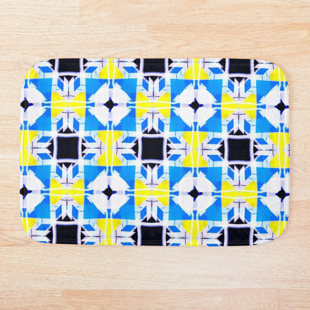 color blue graphic design  Surface Pattern print geometric Ethnic art numérique abstract jaune et bleu