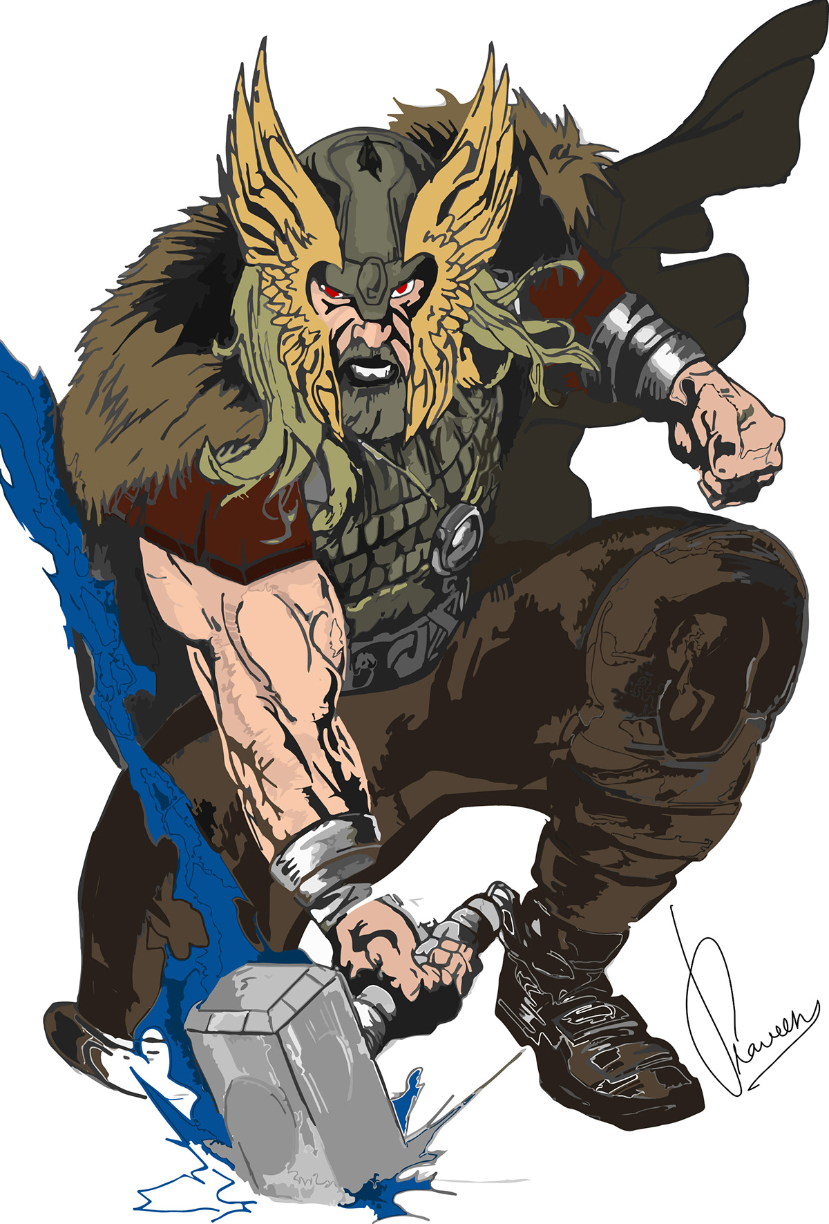 Thor viking God thunder vector Illustrator