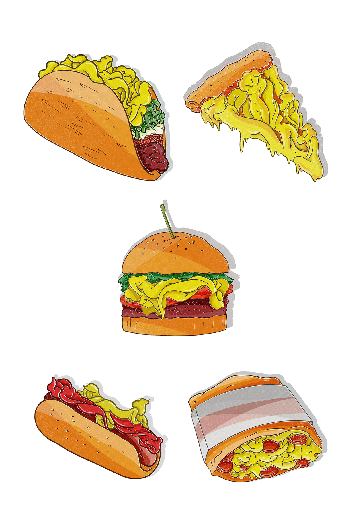 Food  girls Fast food burger Pizza taco hot pocket hot dog