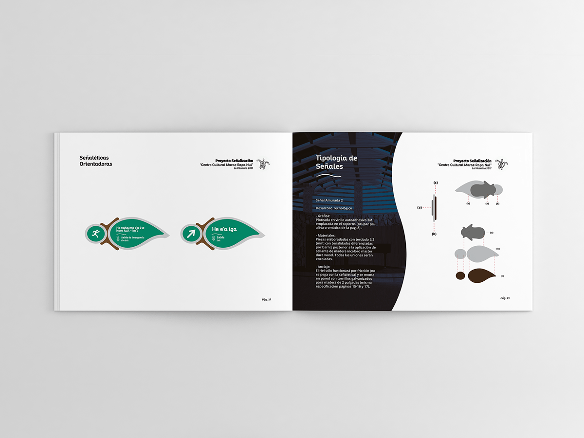 brand identity Brand Design Manual de Identidad isla de pascua señaletica graphic design  brochure design rapa nui signals design