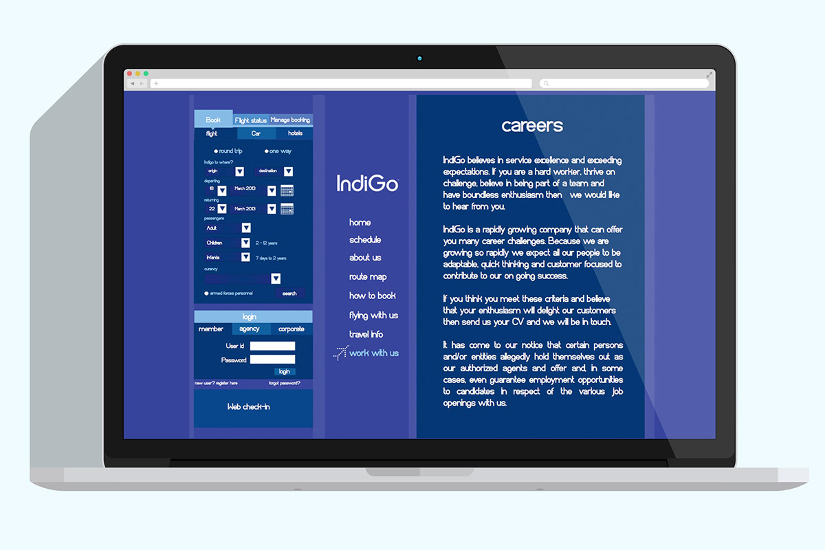 User Centered Design interface design IndiGo airlines Website re-design