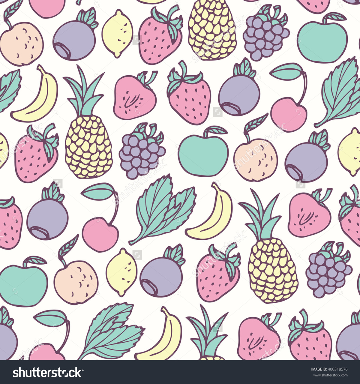 bubble gum hand drawn pink strawberry banana Fruit mint package pattern seamless vector Food  line art cute