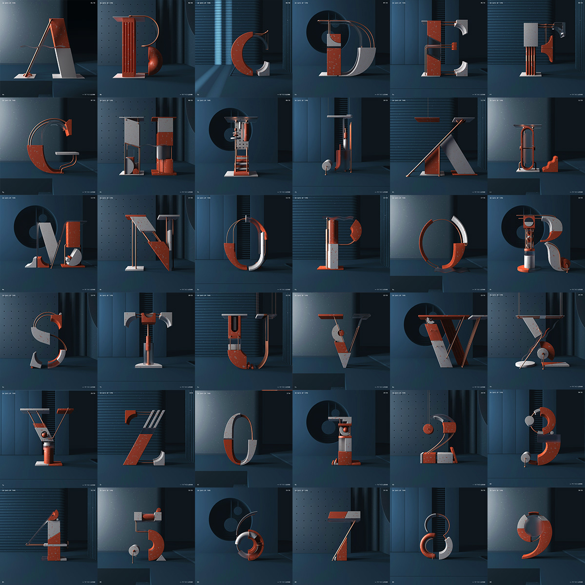 letters 36days alphabet 3D composition setdesign Bloc construction