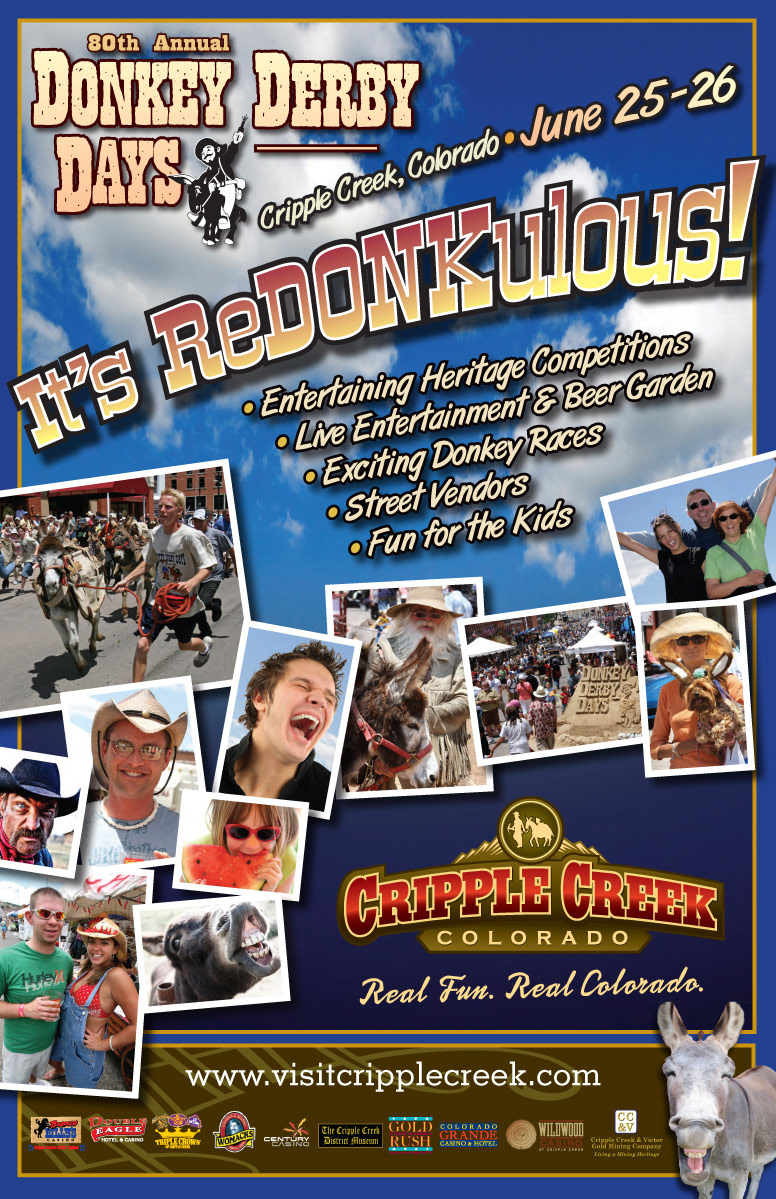 Cripple Creek  Colorado  print ad event ad television tourism Hospitality Gaming casino history poster Gold Rush Travel resort destination