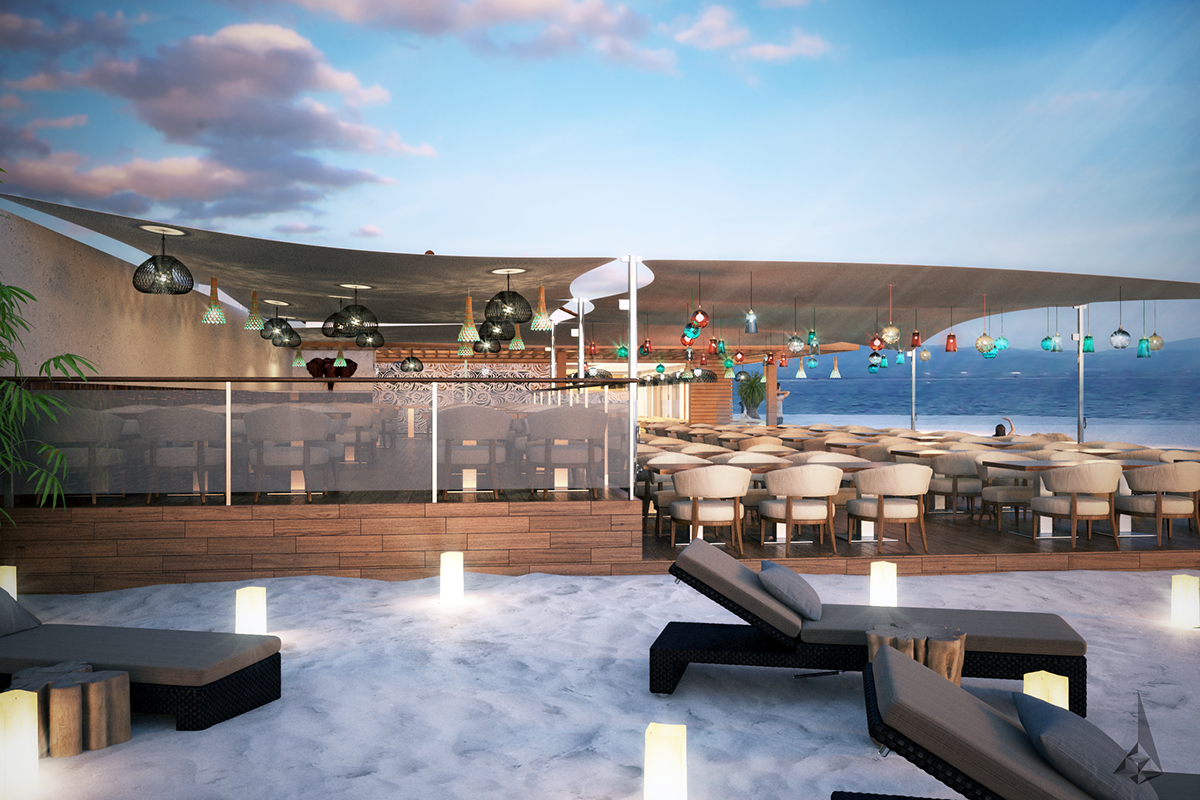 Competition 3D 3dsmax vray photoshop restaurant 3d factory Monaco rendering DUSK Sun soleil kirana bay beach