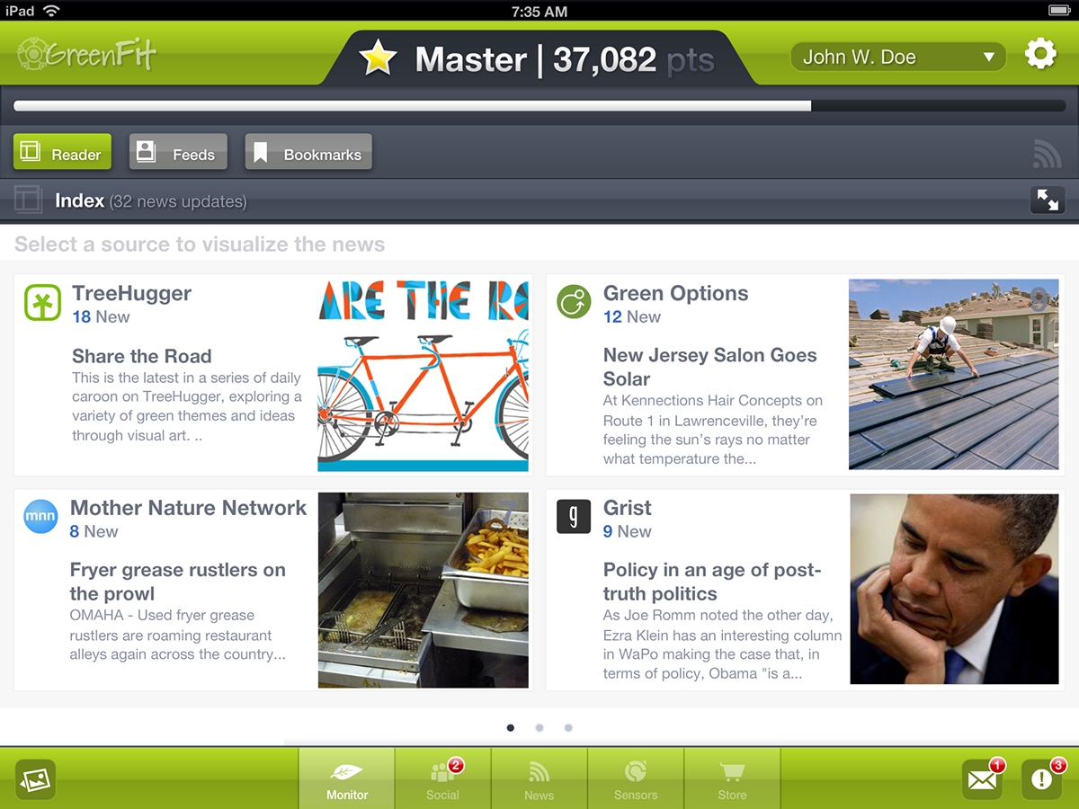 Sustainability green user experience user interface iPad