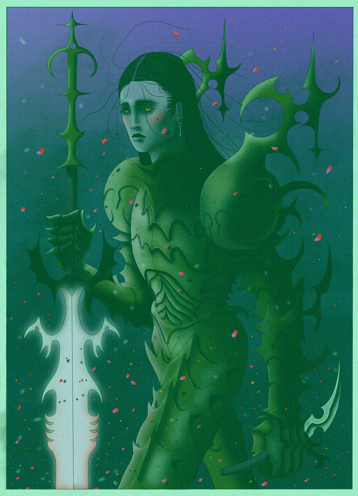 Armor Character color digital Drawing  fantasy graphic ILLUSTRATION  Procreate skull