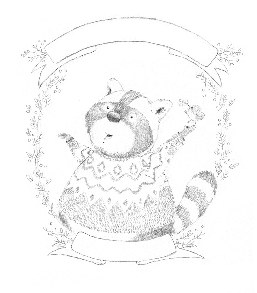 raccoon cute happy new year
