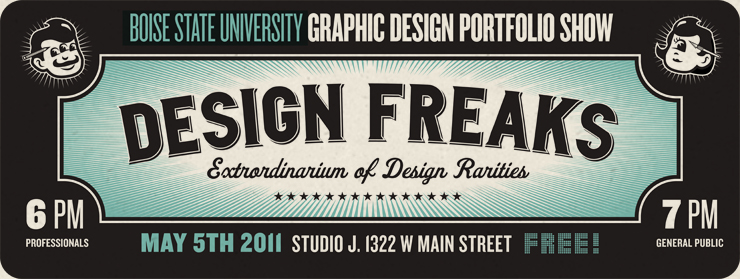 Boise State University portfolio show Design Freaks screen print