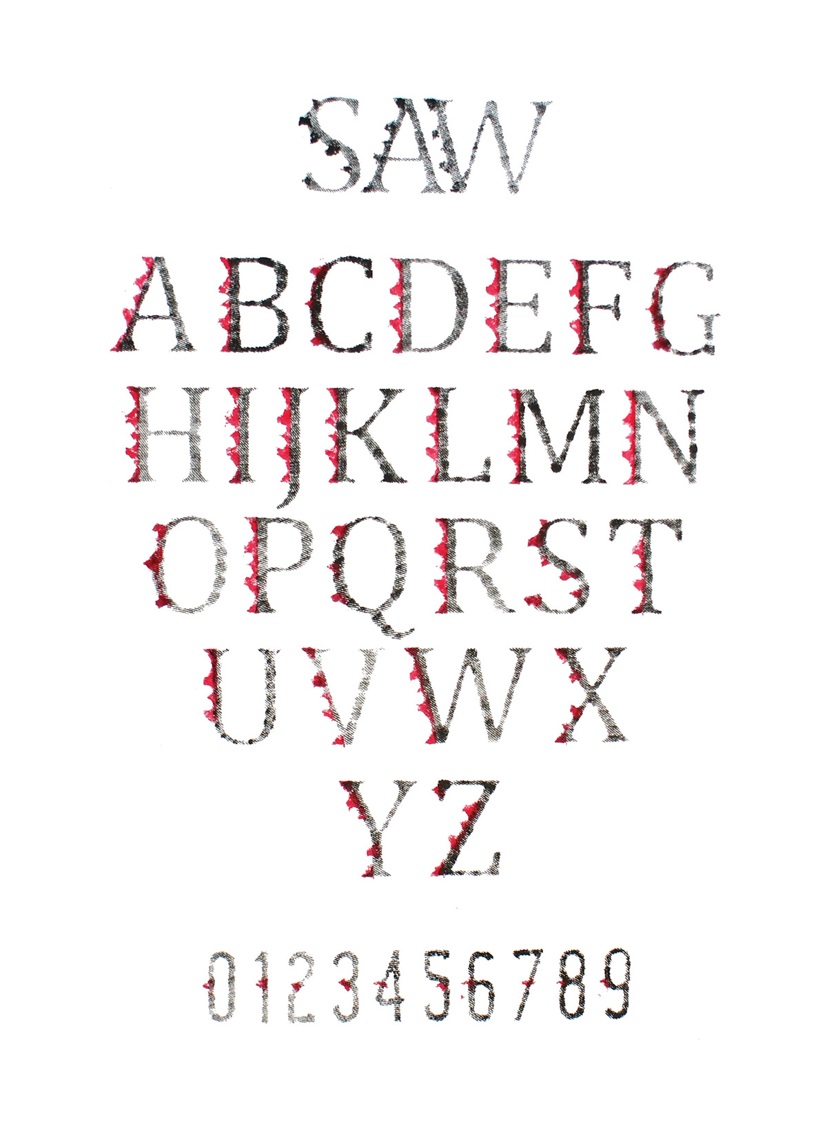 SAW typeface design blood edges texture