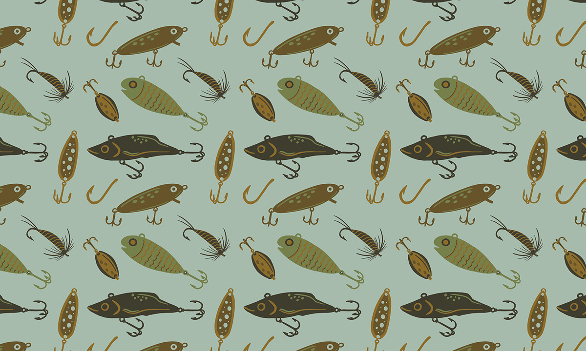 Pattern design of fishing lures for the outdoorsman or fisherman. 