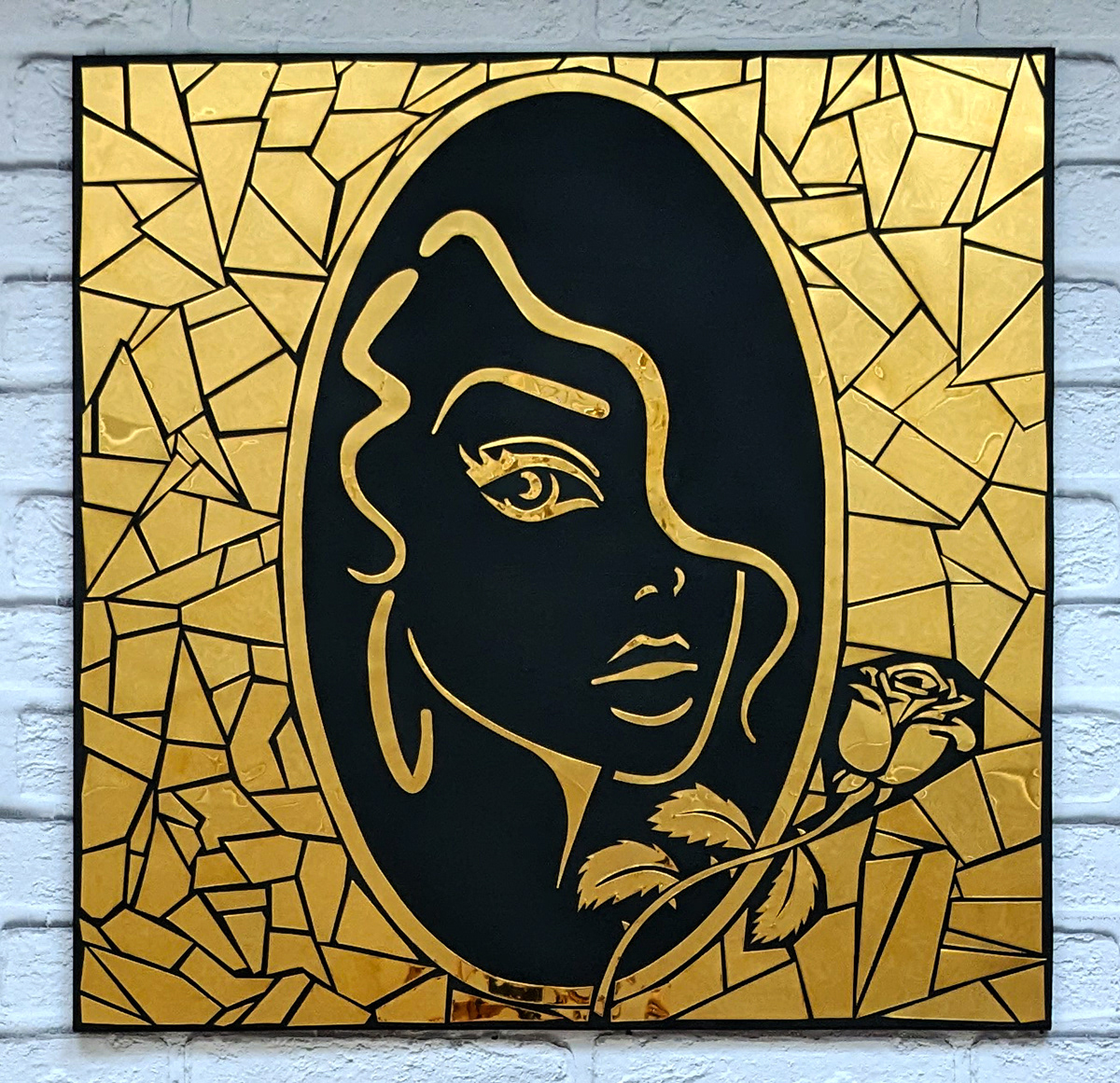 black and gold elegant Female portrait GOLD WALL ART lady art Metal art portrait woman woman art