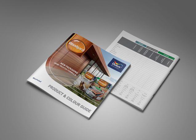 Product Catalogue paint Dulux Woodgard Layout editorial advertorial Retail brochure