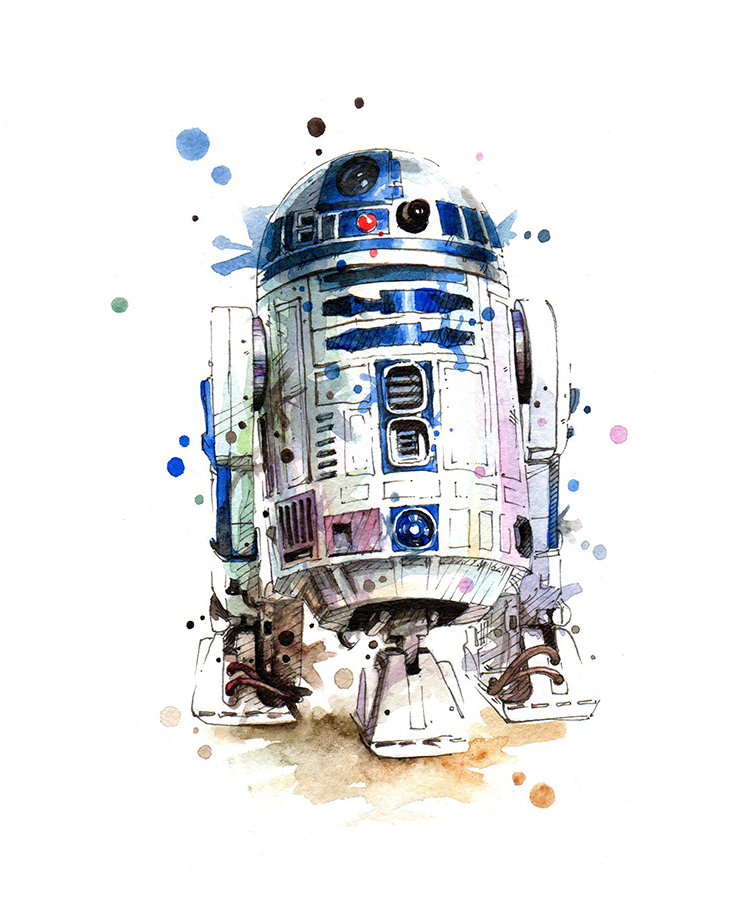 star wars star wars art Star Wars Watercolor watercolor painting watercolor yoda C3PO R2D2 poster Star Wars Poster
