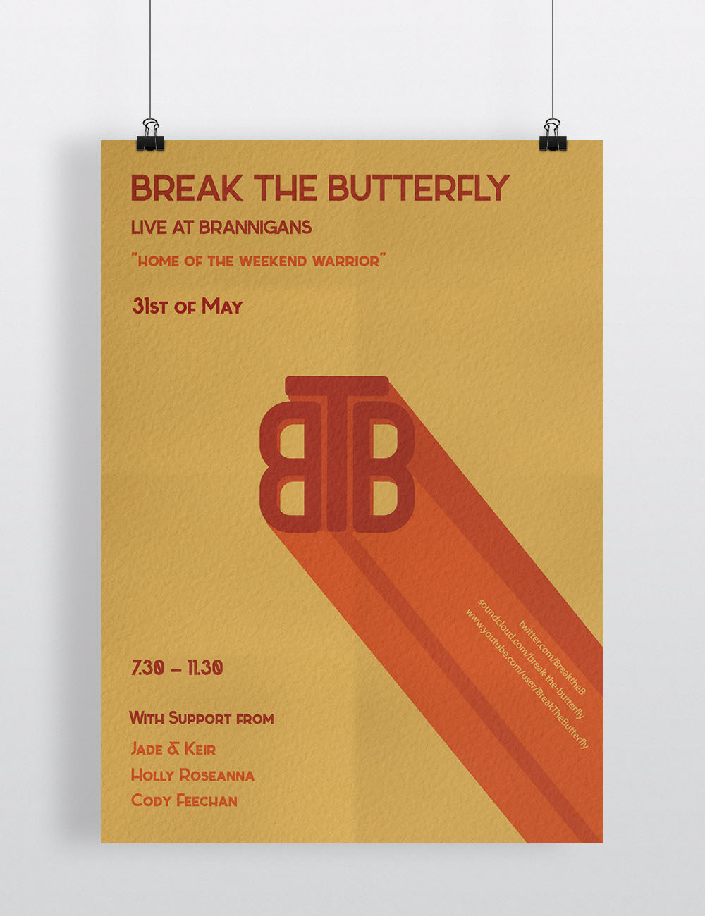 break the butterfly band gig poster cd cover case weekend warrior pringle