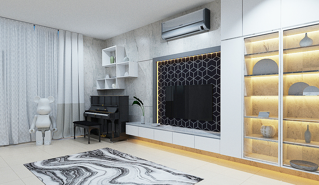 design furniture Interior interior design  interiorstyling minimalist modern tvfeaturewall whiteblack