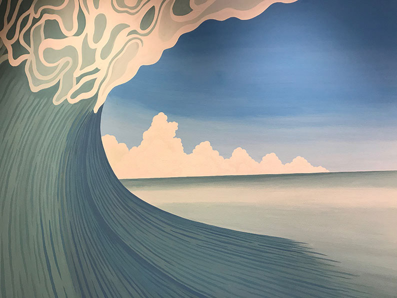 wework muralof Surf tube wave wallpaint 波のイラスト 波の壁画 波の絵 波のイラストレーション