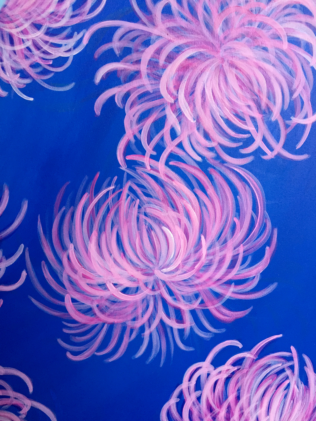 FOX animals Nature Ocean botanical chrysanthemums Flowers mums pink blue fantasy art pop surrealism fantastical art