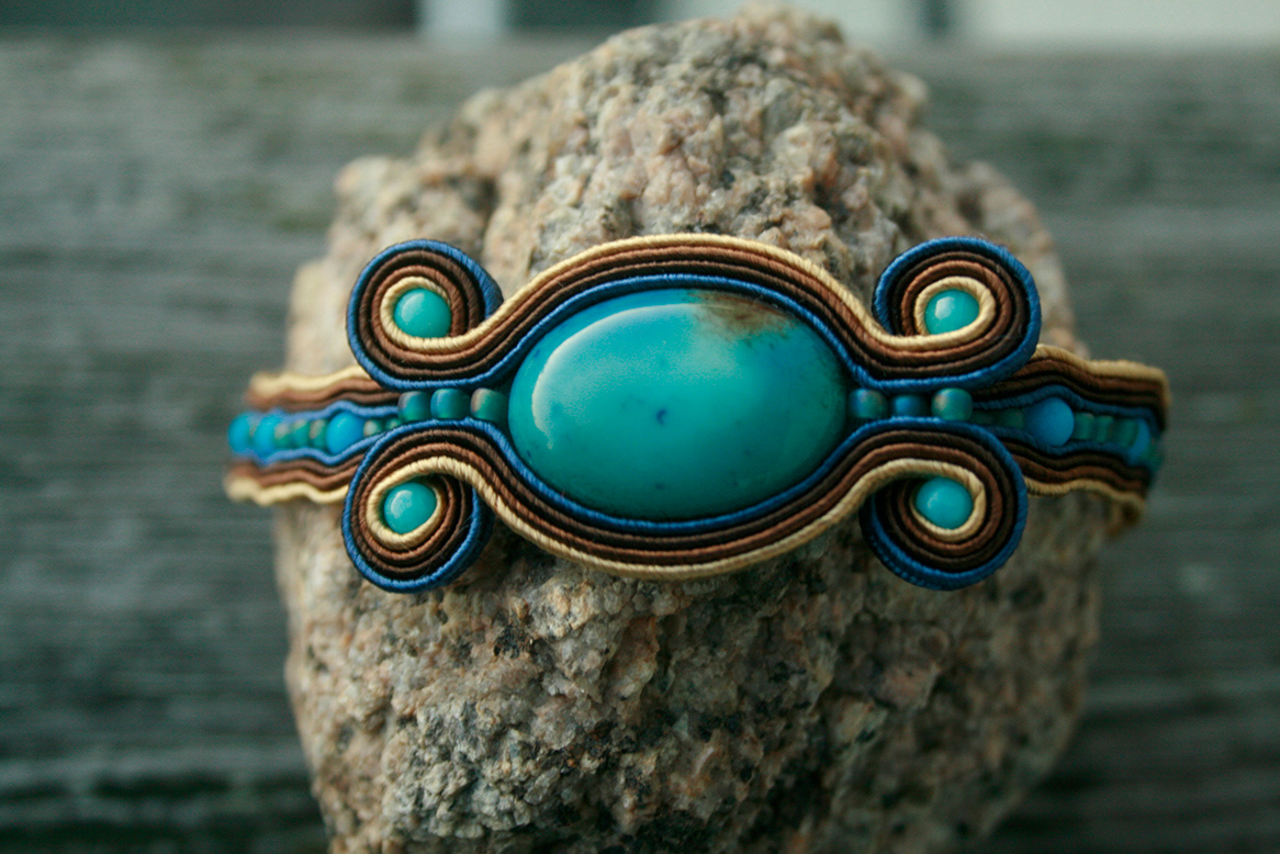 smykker soutache stein jewelry Türkis smykkedesign hand made