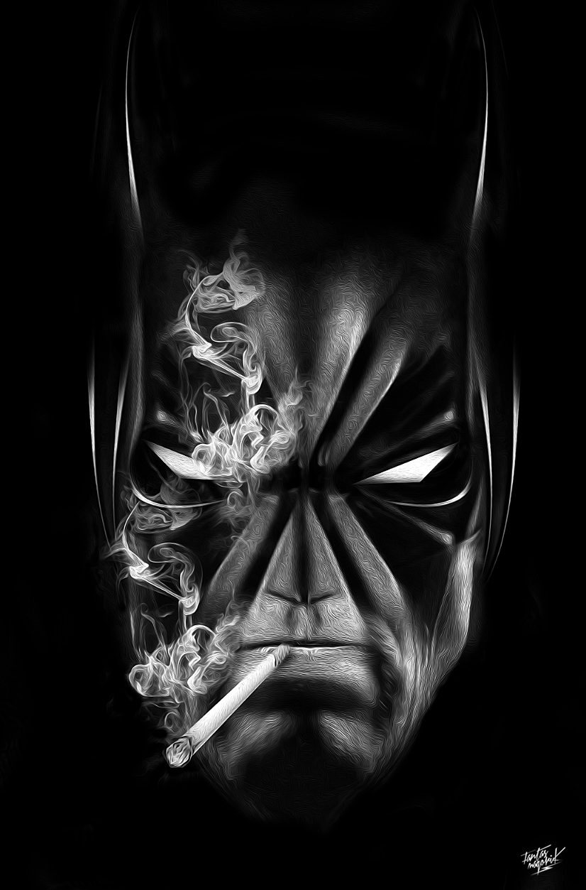 bat man bat dark black fantasmagorik nicolas obery smoke super heros comics vador spiderman C3P0 curioos fantastic
