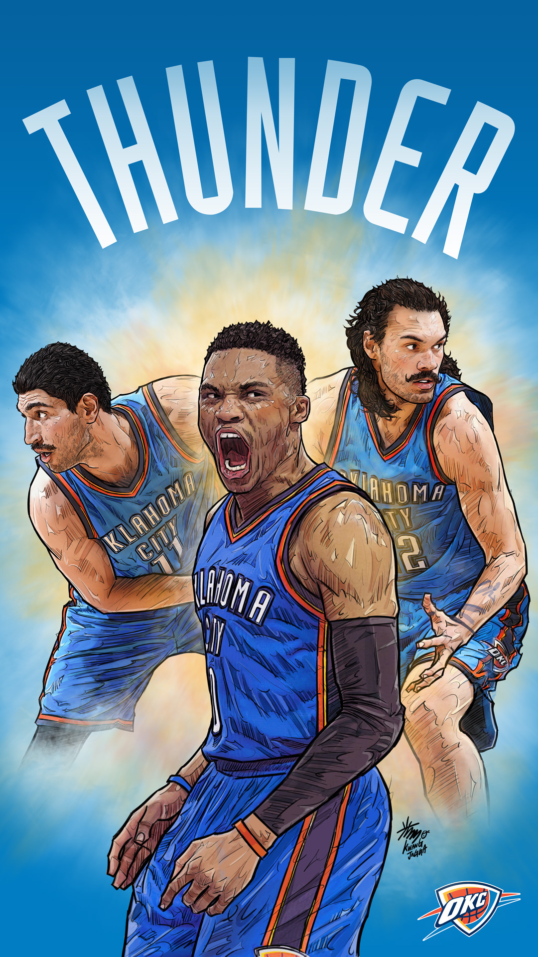 russellwestbrook stevenadams eneskanter NBA KWANG Sportsillustration NBA Illustration