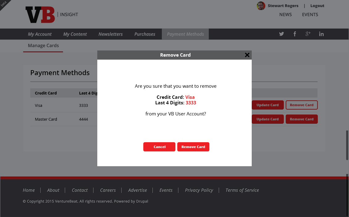 Adobe Portfolio ux UI User Account  user profile Online profile payments Form Fields Forms VentureBeat ux flow