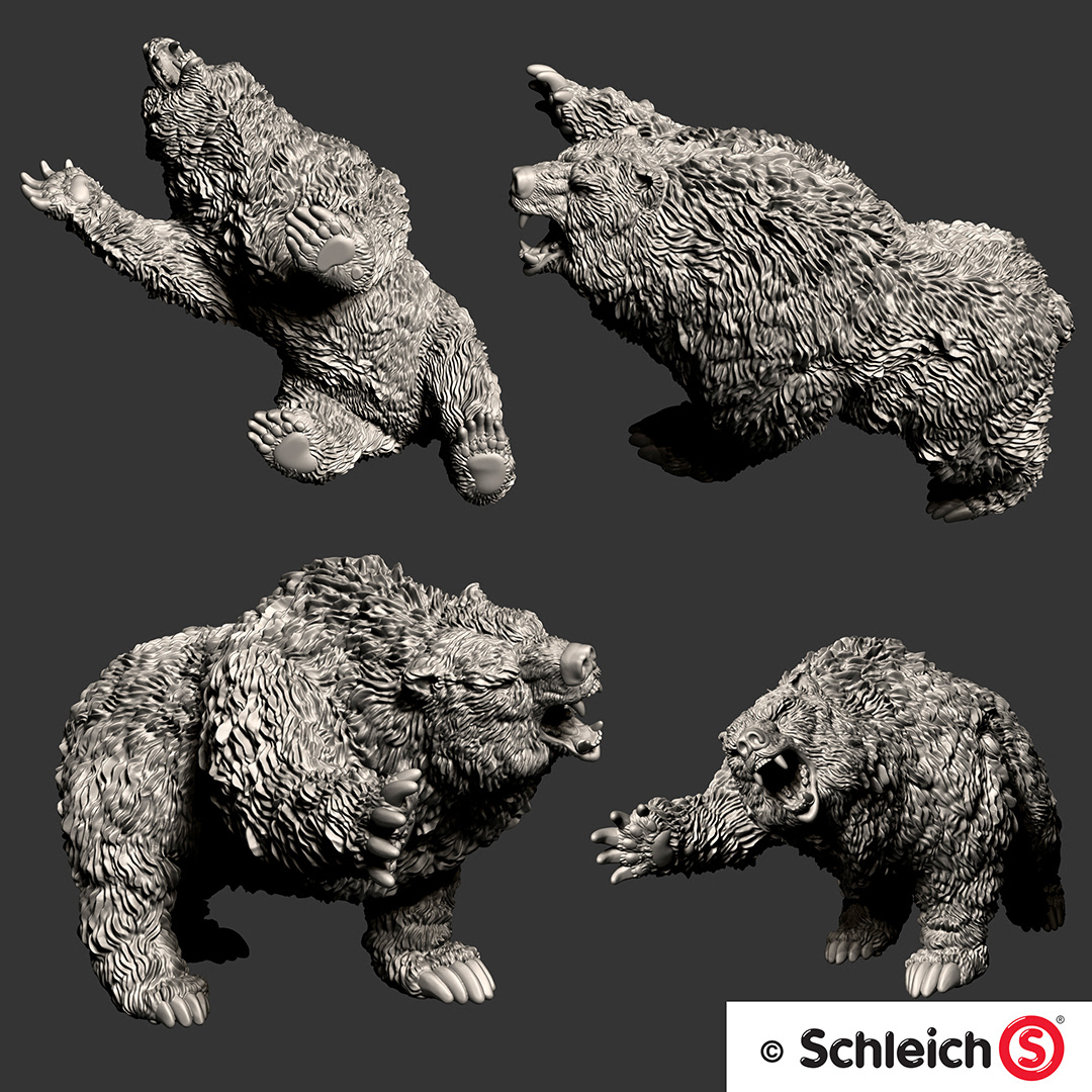 bear cavebear Schleich creature eldrador sculpting  3D Zbrush toy design  concept art