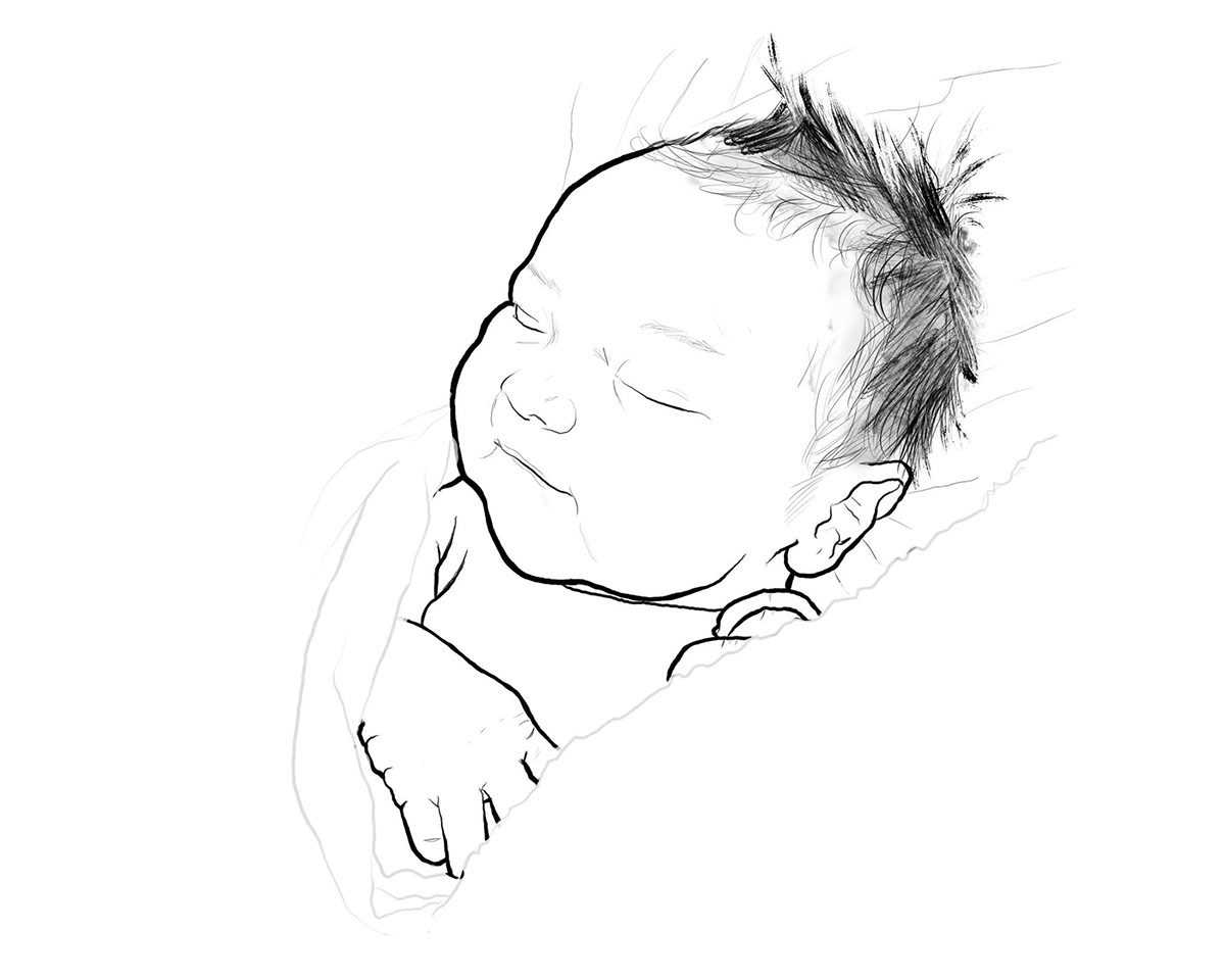 Graphite drawing of a sleeping baby | Baby drawing, Cute baby drawings,  Mother and child drawing