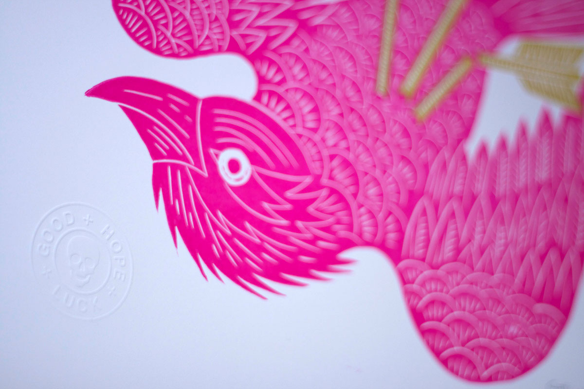 bird print lino cut