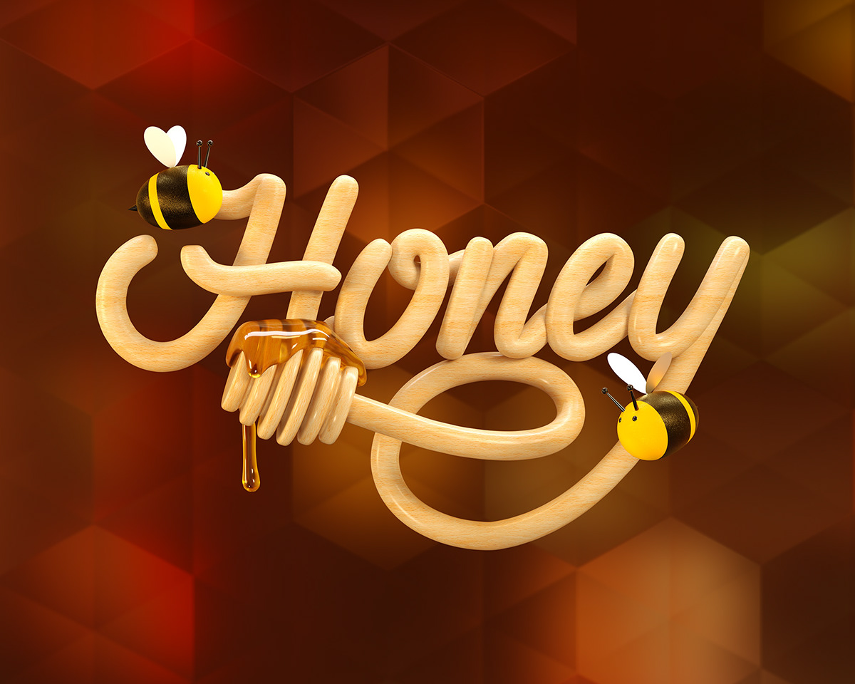 3D 3dart c4d CGI cinema4d creative honey lettering modern Render