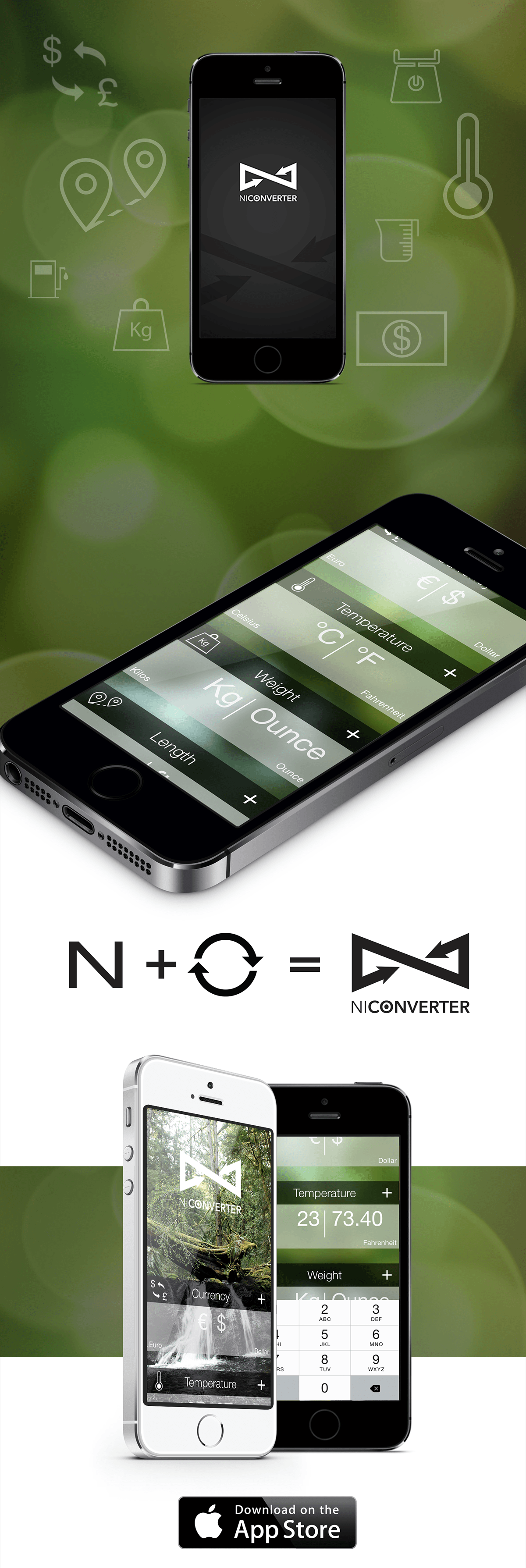 Niconverter app mobile design Converter ux UI product milles euros dollar unities