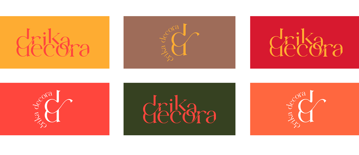 decor decoration Decoração interior design  logo Logo Design visual identity Sun color drika decora
