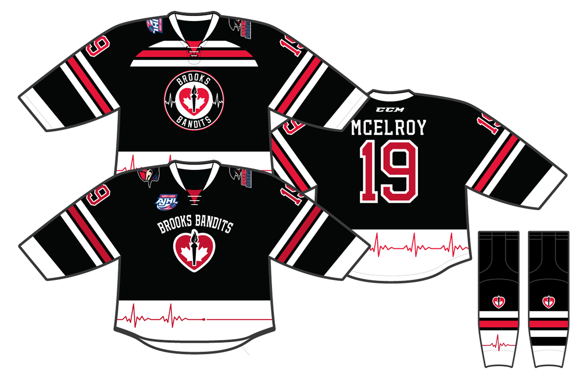 hockey sports uniforms CCM Brooks Bandits fundraiser