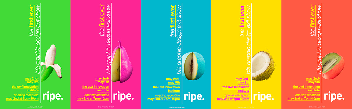 Adobe Portfolio RIPE Exhibition Design  exit show marketing   uwf graphic design  Exhibition  Fruit