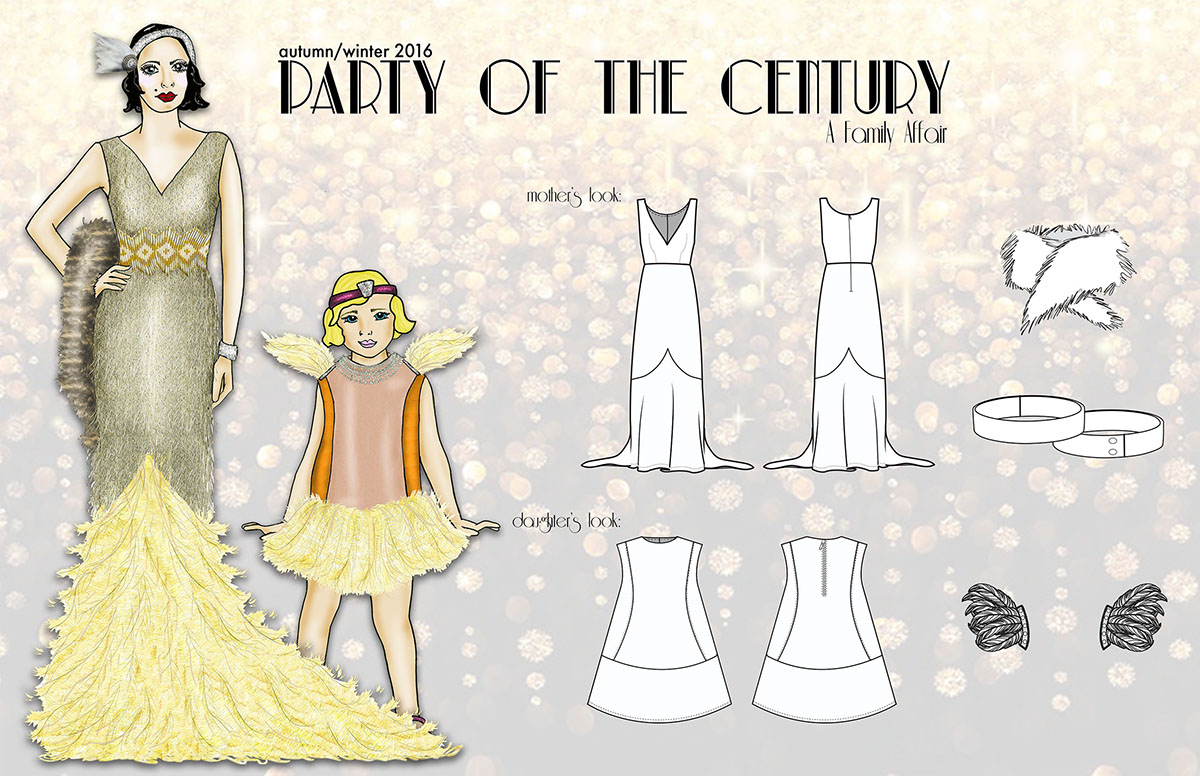 gatsby fashion illustration Children's Wear children's couture SCAD Child/Parent Design 1920's galliano photoshop