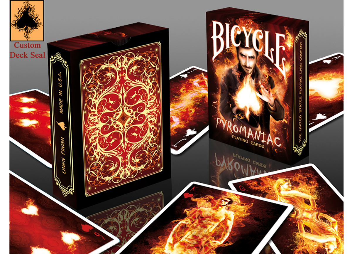 Magic Trick Store magician Playing Cards fire pyromaniac Bicycle digital illustration